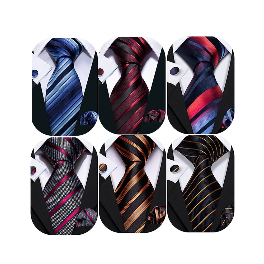 2999 6 PCS Ties Set Silk Business Fashion Woven Necktie Handkerchief